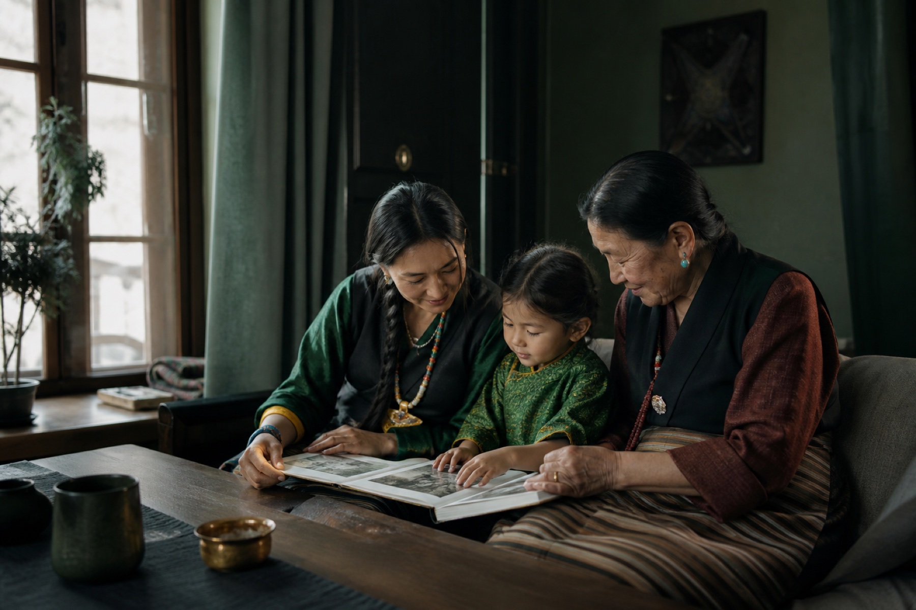 A family keeping photographs and stories together